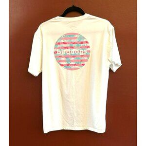 Birddogs White Tee With Pink Logo Size Large Casual Crew Neck Short Sleeve